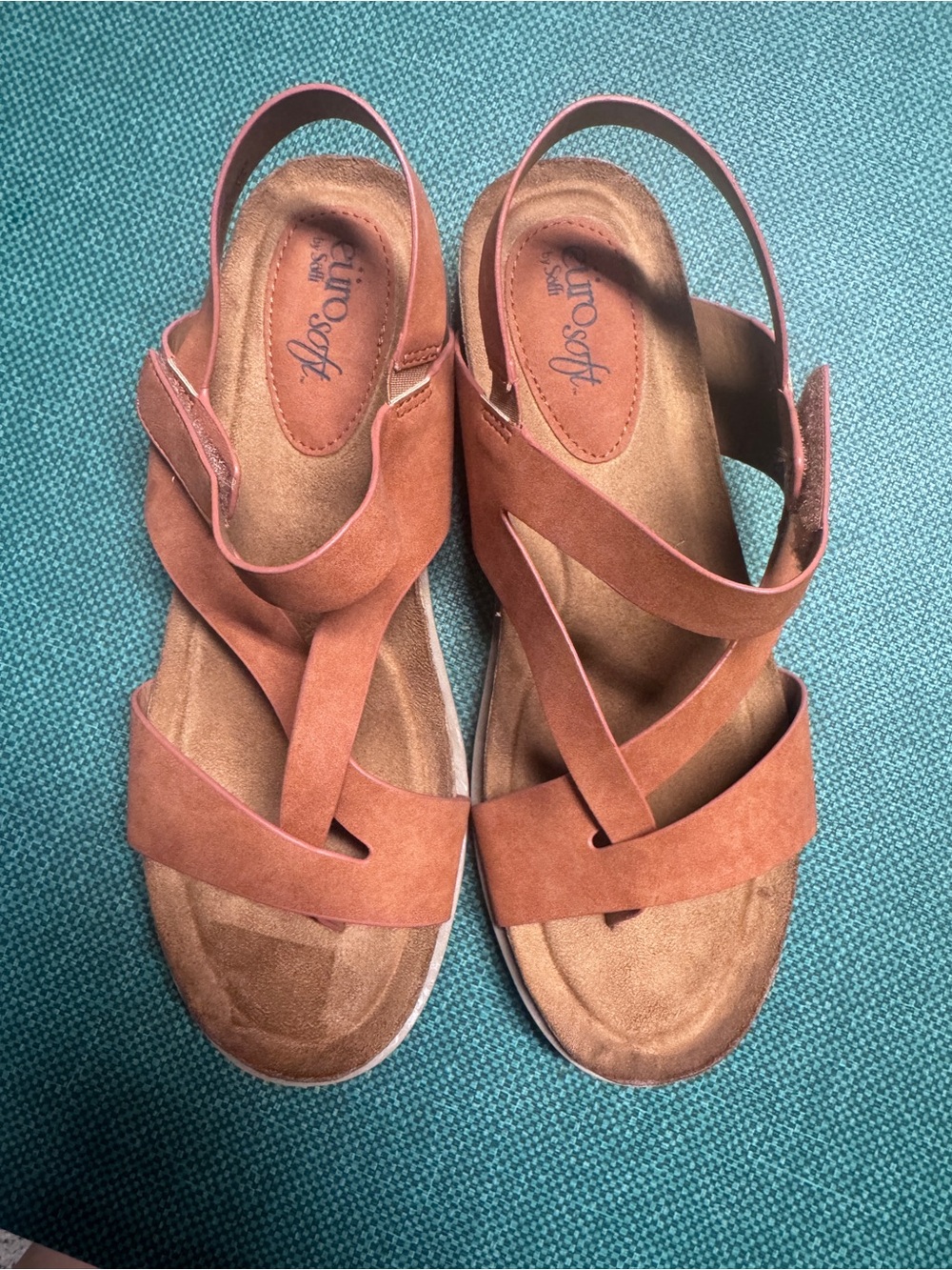 Sofft Rust Brown Suede Strappy Slingback Sandals